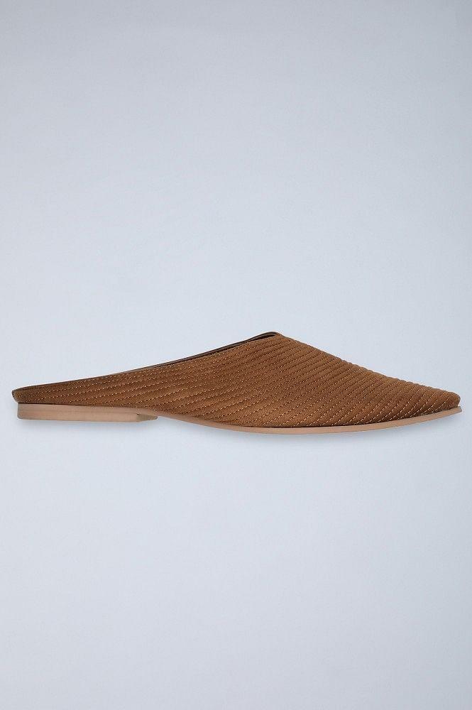 Cognac Woven Flat Mules - wforwoman