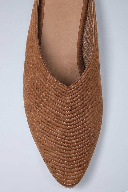 Cognac Woven Flat Mules - wforwoman