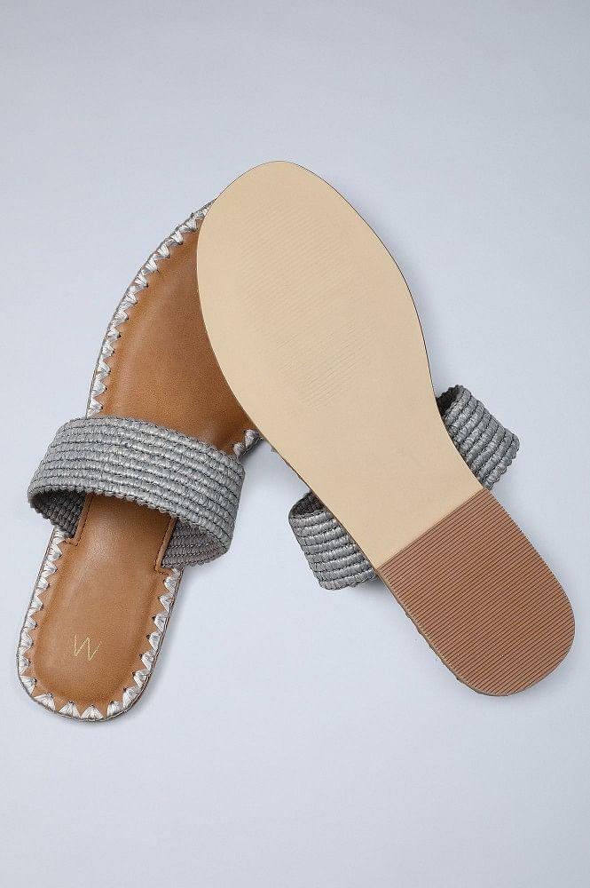 Grey Ring-toed Woven Flats - wforwoman