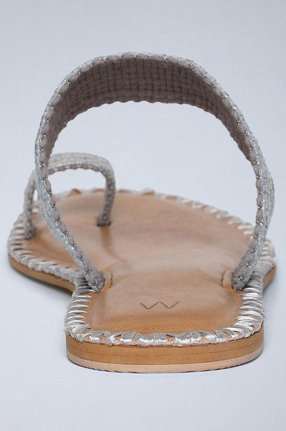 Grey Ring-toed Woven Flats - wforwoman