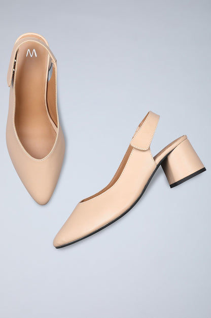 Dusty Gold Pointed Toe Block Heels