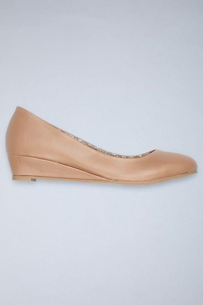 Blush Round Toe Solid Wedges - wforwoman