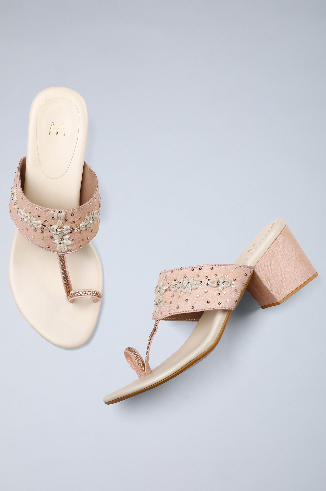 Light Pink Ring Toed Block Heels