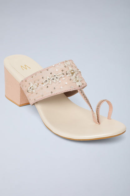 Light Pink Ring Toed Block Heels