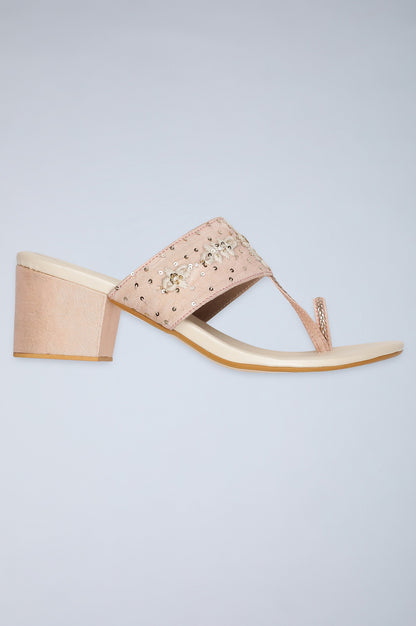 Light Pink Ring Toed Block Heels