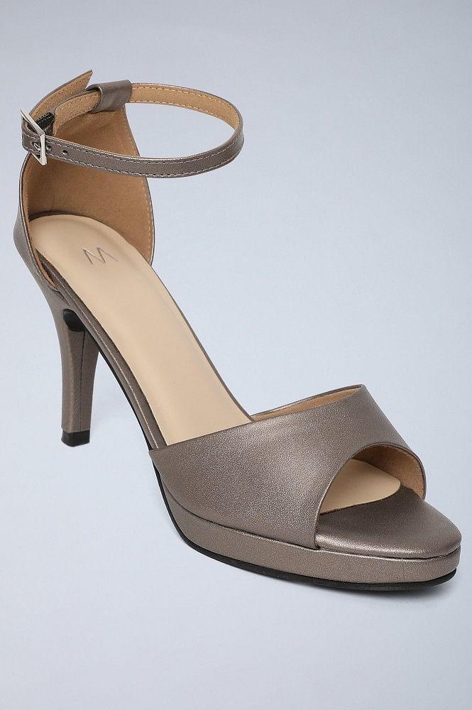 Pewter Almond Toe Solid Stiletto - wforwoman