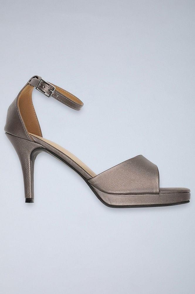 Pewter Almond Toe Solid Stiletto - wforwoman