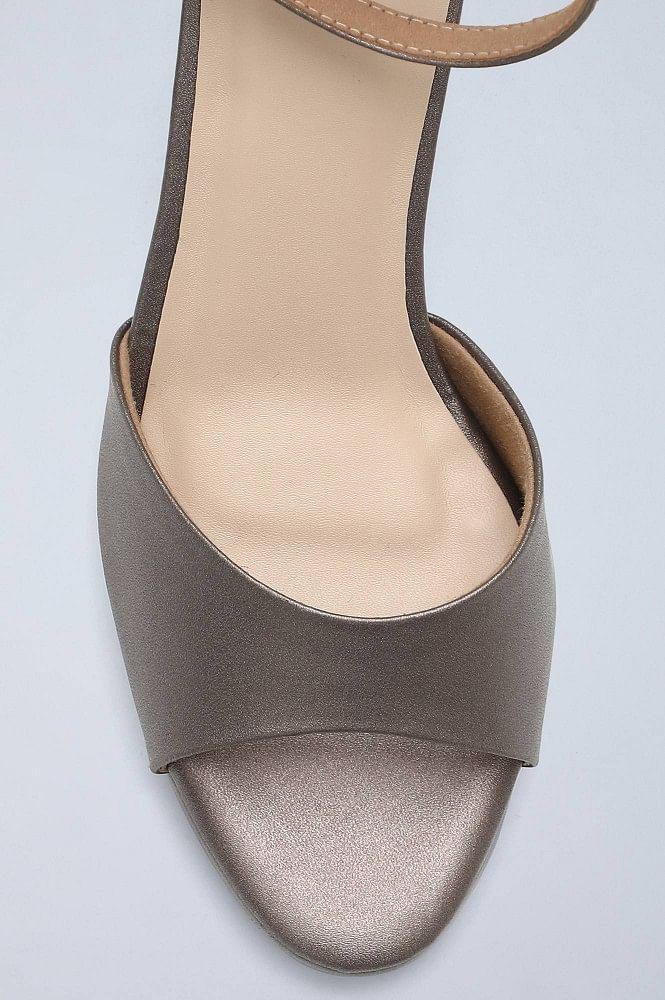 Pewter Almond Toe Solid Stiletto - wforwoman