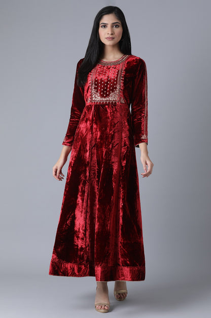 Glam Maroon Festive Dress