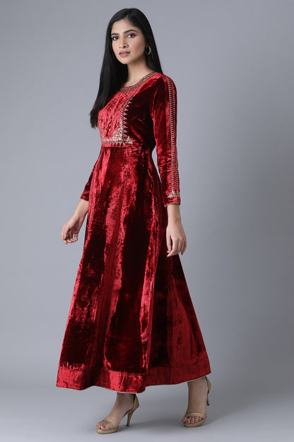 Glam Maroon Festive Dress