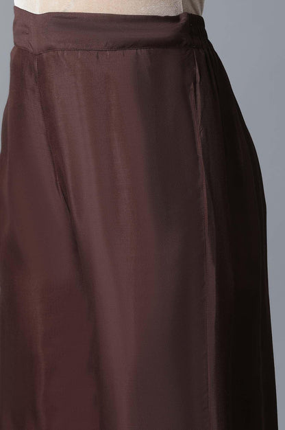 Dark Brown Jacket kurta-Parallel Pant Set - wforwoman