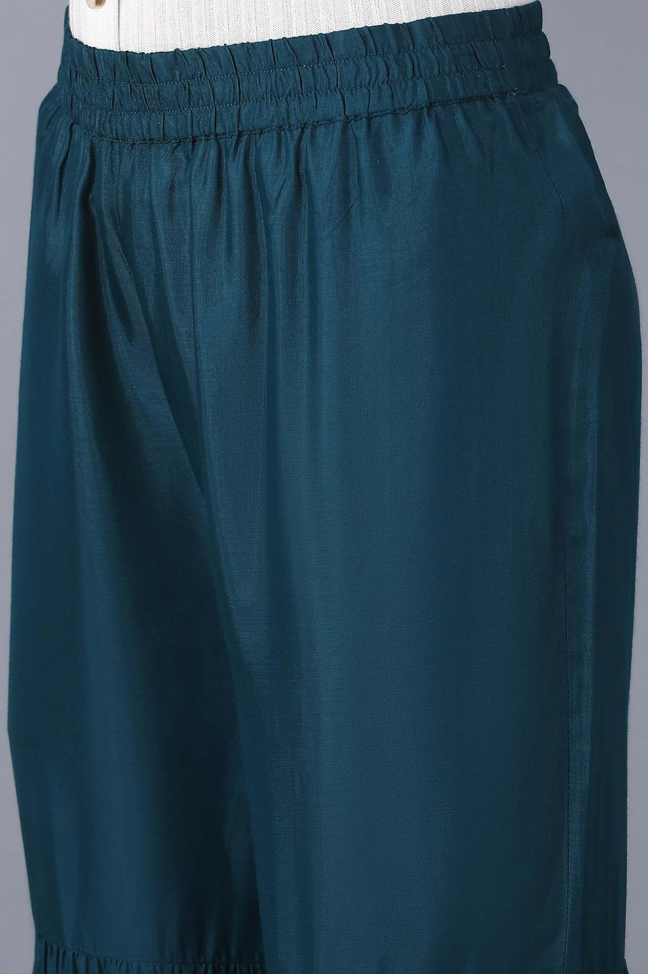 Dark Teal kurta-Sharara-Dupatta Set - wforwoman