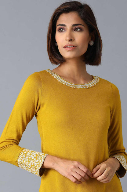 Yellow Solid Straight kurta - wforwoman