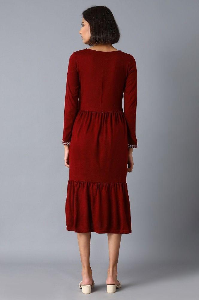 Garnet Red Tiered Dress - wforwoman