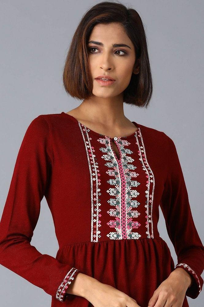 Garnet Red Tiered Dress - wforwoman