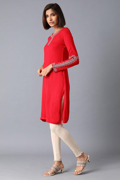 Pink Solid Acrylic kurta - wforwoman