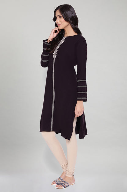 Black Acrylic Embroidered kurta