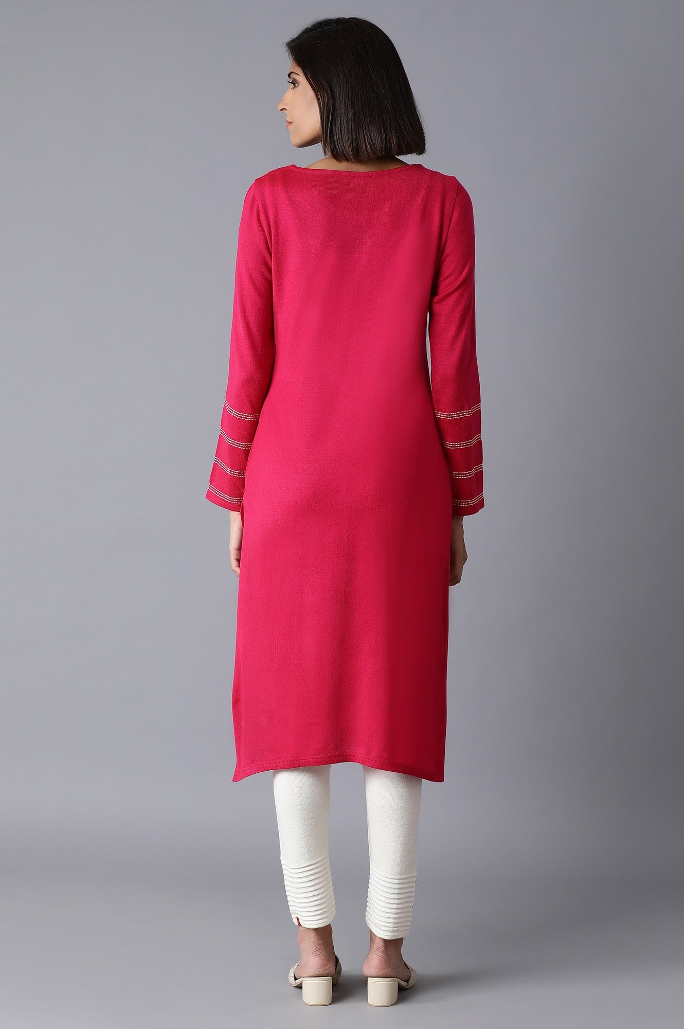 Bright Pink Acrylic Straight kurta