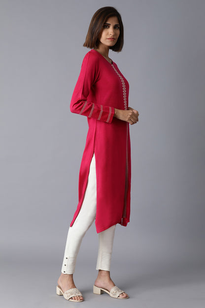 Bright Pink Acrylic Straight kurta