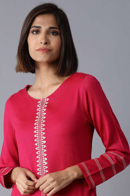 Bright Pink Acrylic Straight kurta