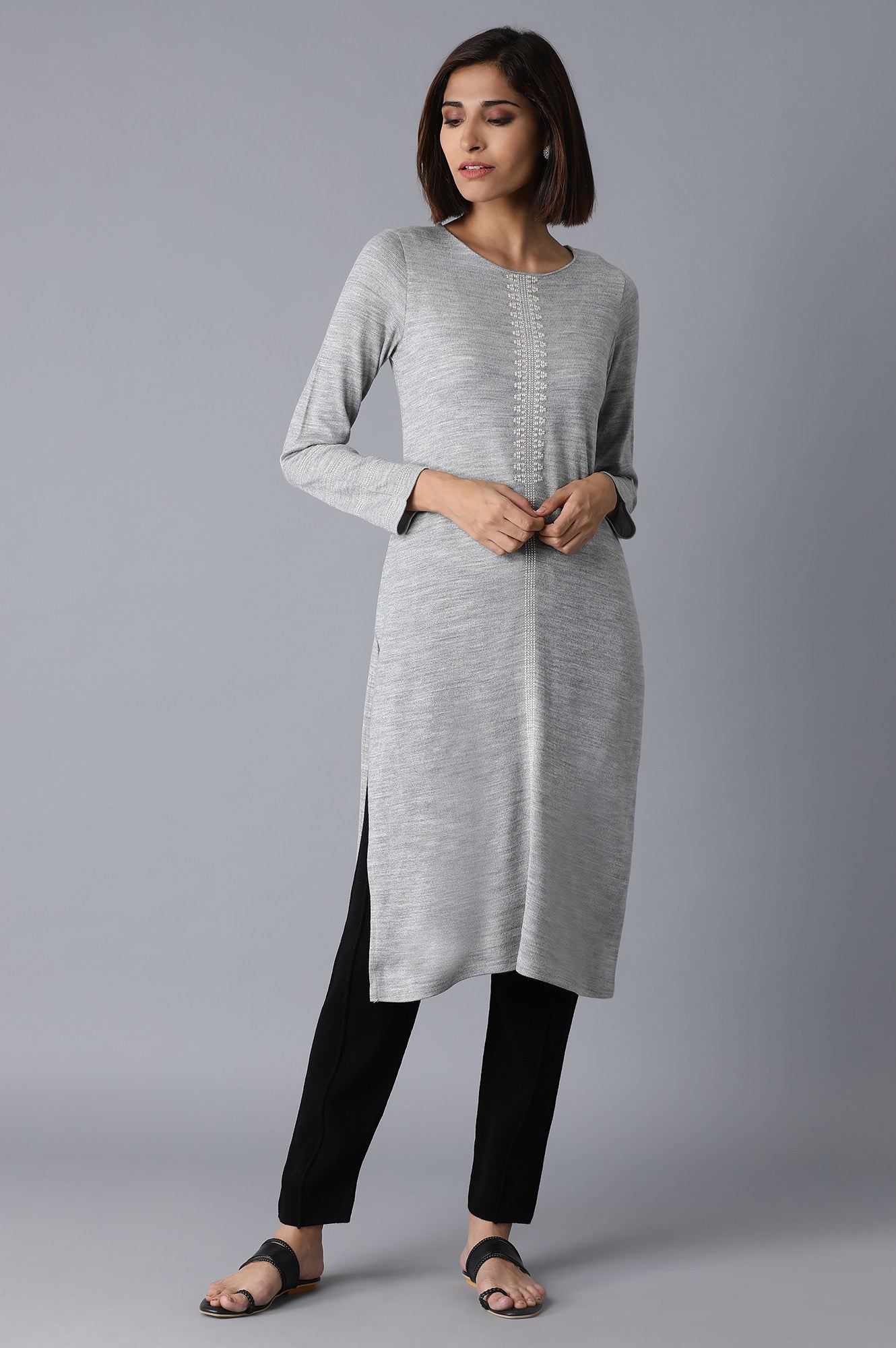 Light Grey Acrylic Straight kurta