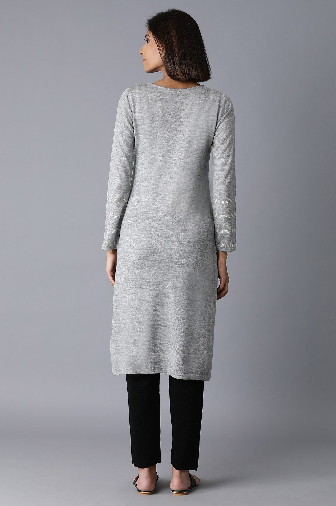 Light Grey Acrylic Straight kurta