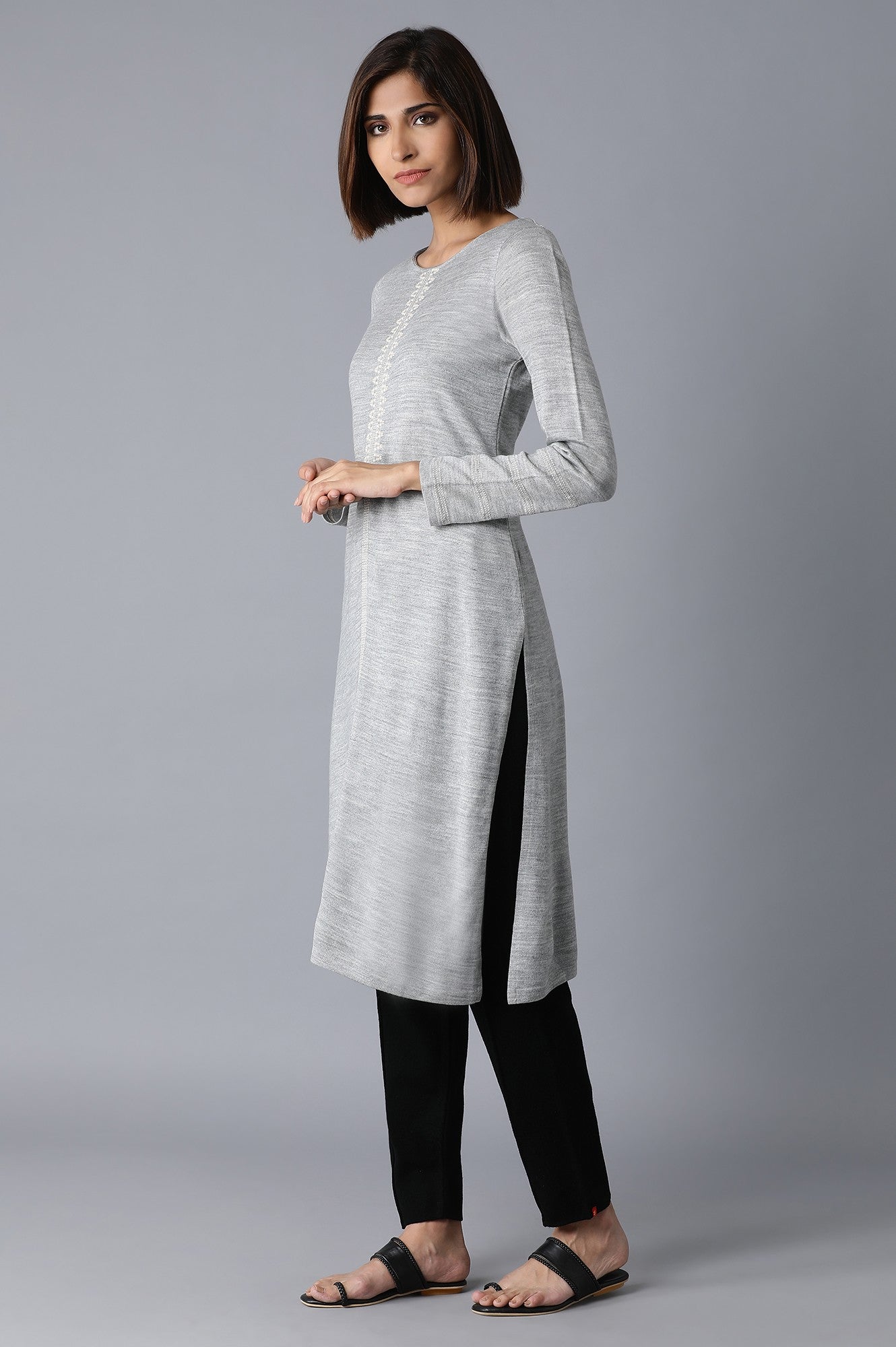 Light Grey Acrylic Straight kurta