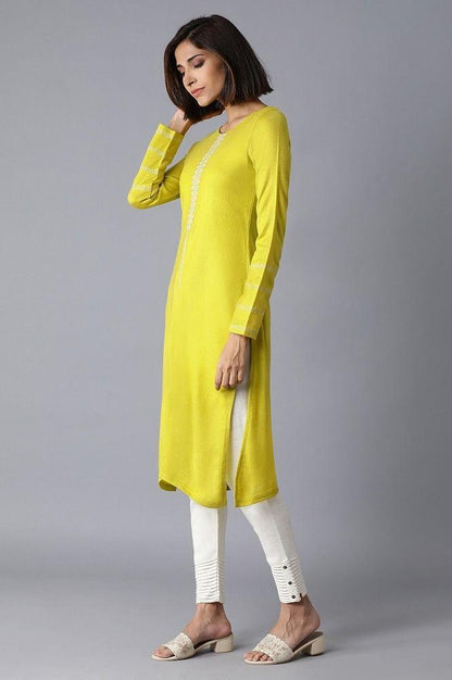 Green Solid Winter kurta - wforwoman