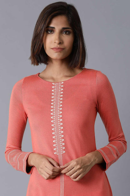 Coral Acrylic Straight kurta - wforwoman