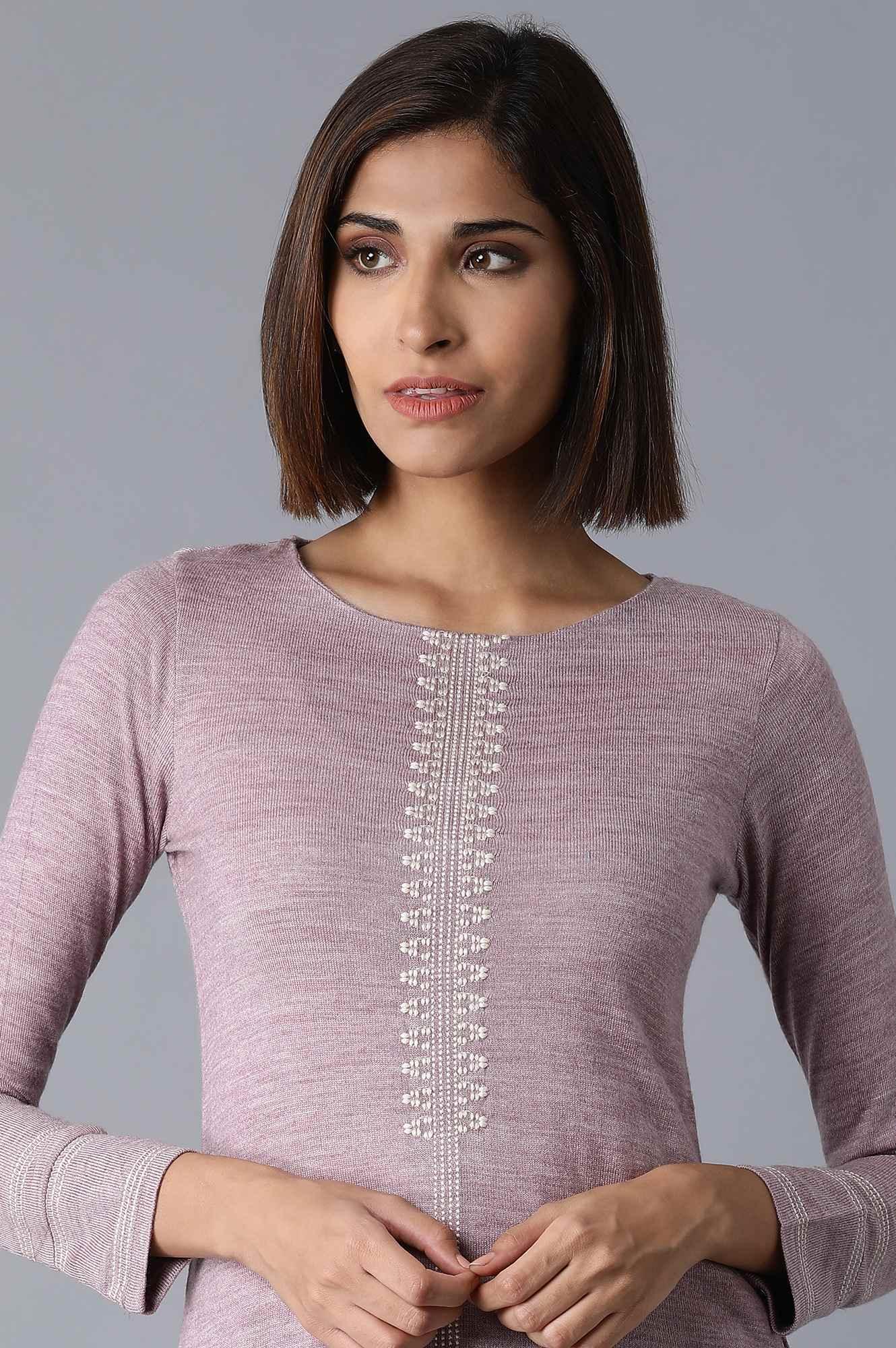 Sweet Lilac Solid Straight kurta - wforwoman