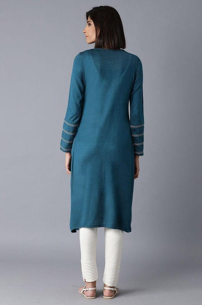 Dirty Blue Acrylic Straight kurta - wforwoman