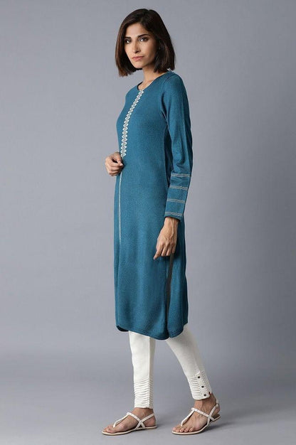 Dirty Blue Acrylic Straight kurta - wforwoman