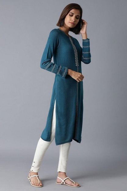 Dirty Blue Acrylic Straight kurta - wforwoman