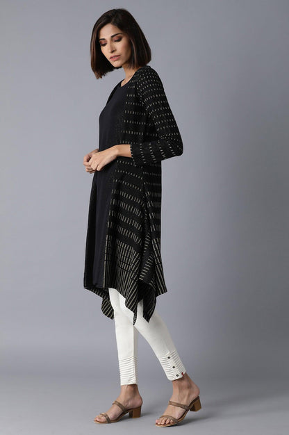 Jet Black Winter Jacquard kurta - wforwoman