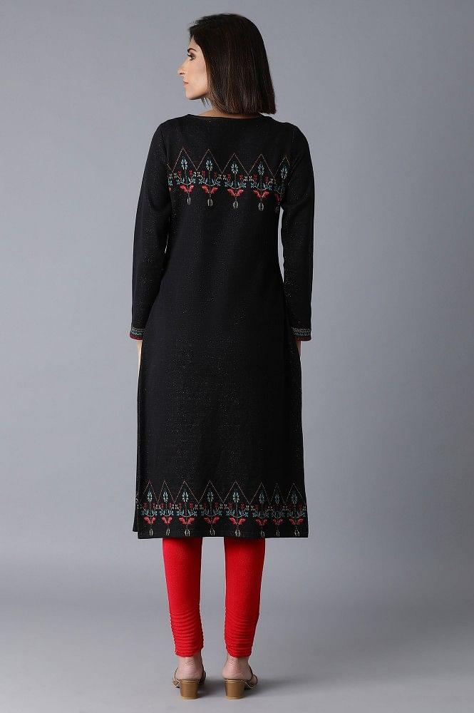 Jet Black Straight kurta - wforwoman