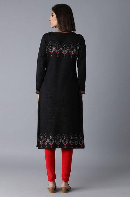 Jet Black Straight kurta - wforwoman