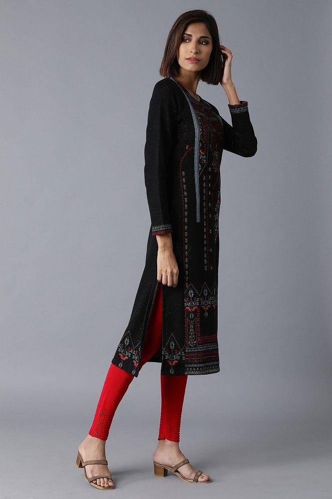 Jet Black Straight kurta - wforwoman