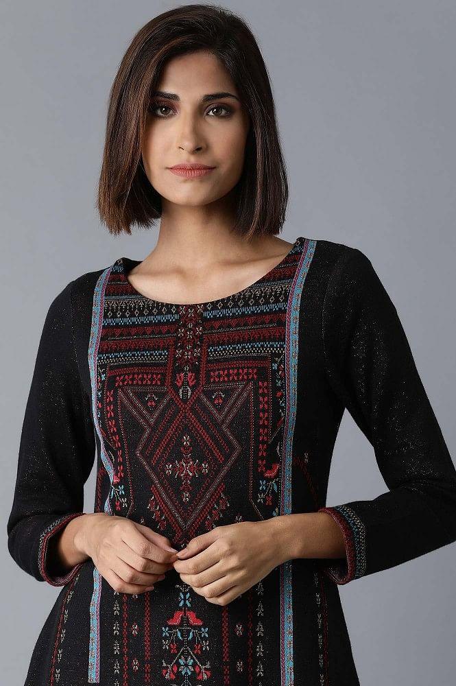 Jet Black Straight kurta - wforwoman