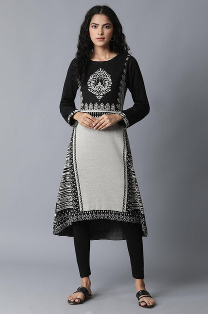 Jet Black Casual Winter kurta - wforwoman