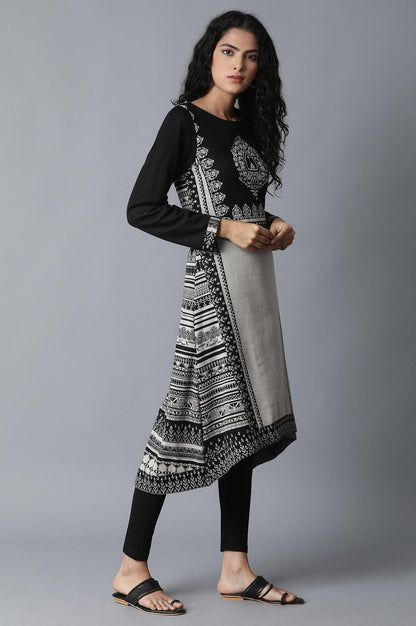 Jet Black Casual Winter kurta - wforwoman