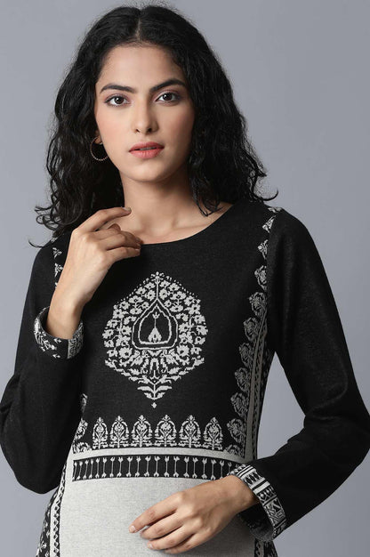 Jet Black Casual Winter kurta - wforwoman