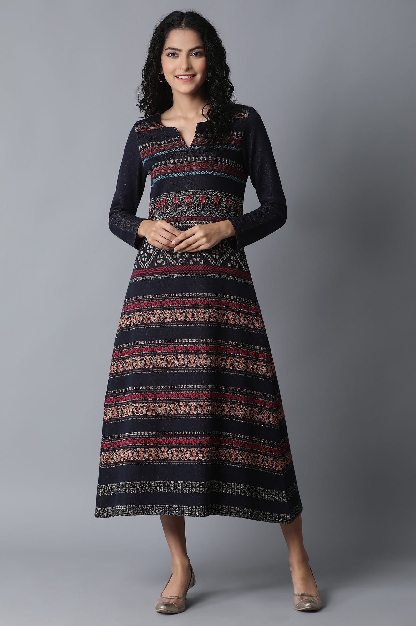 Blue YD-Jacquard Dress