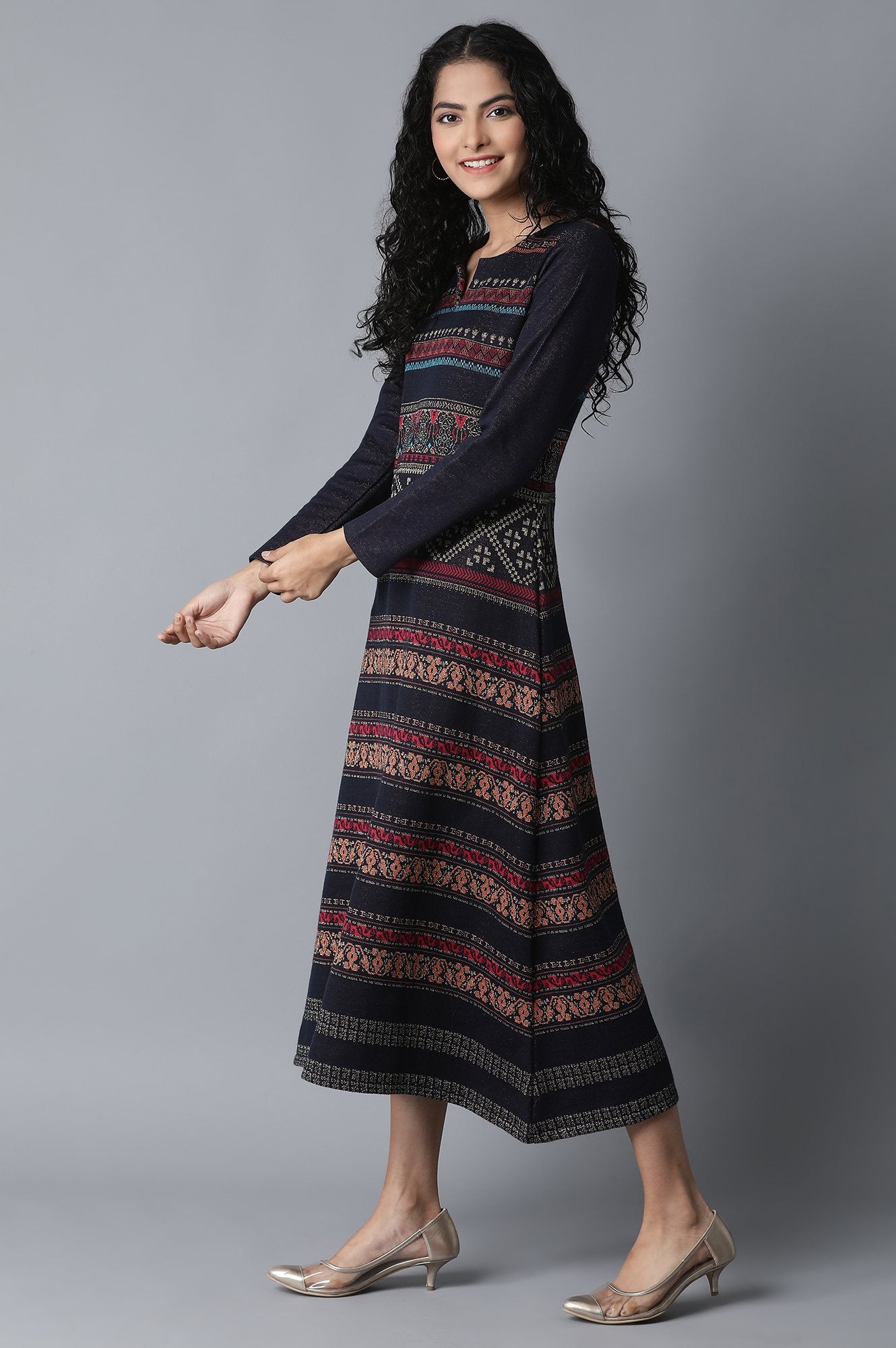 Blue YD-Jacquard Dress