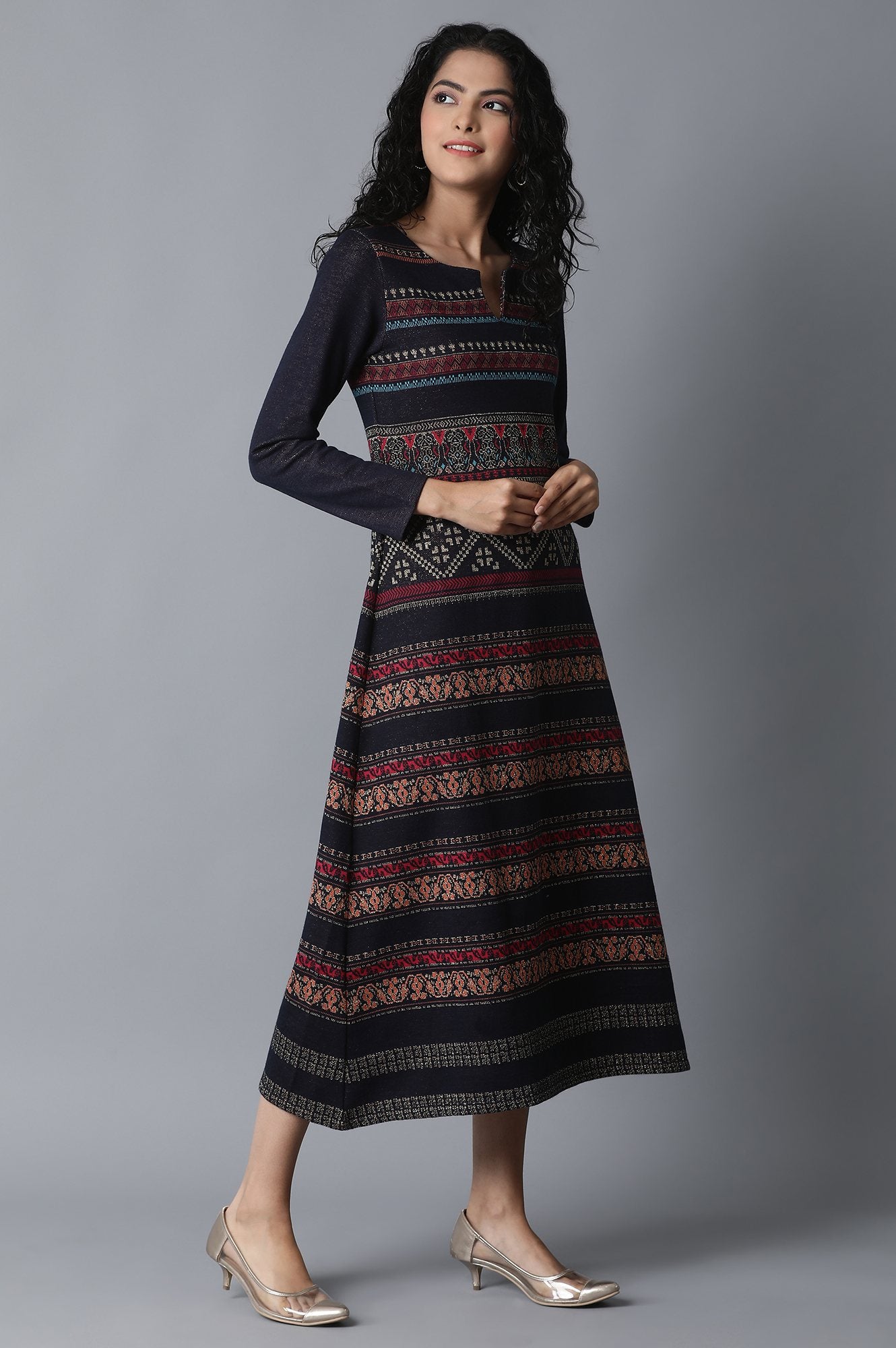 Blue YD-Jacquard Dress