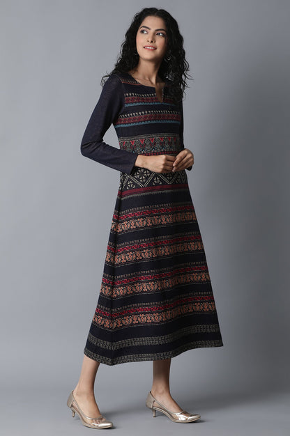 Blue YD-Jacquard Dress