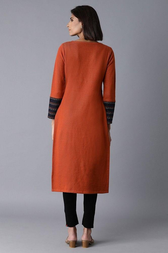 Orange Straight kurta - wforwoman