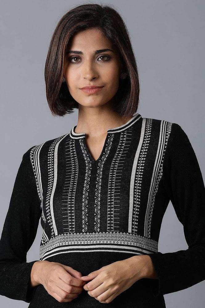 Jet Black Acrylic kurta - wforwoman