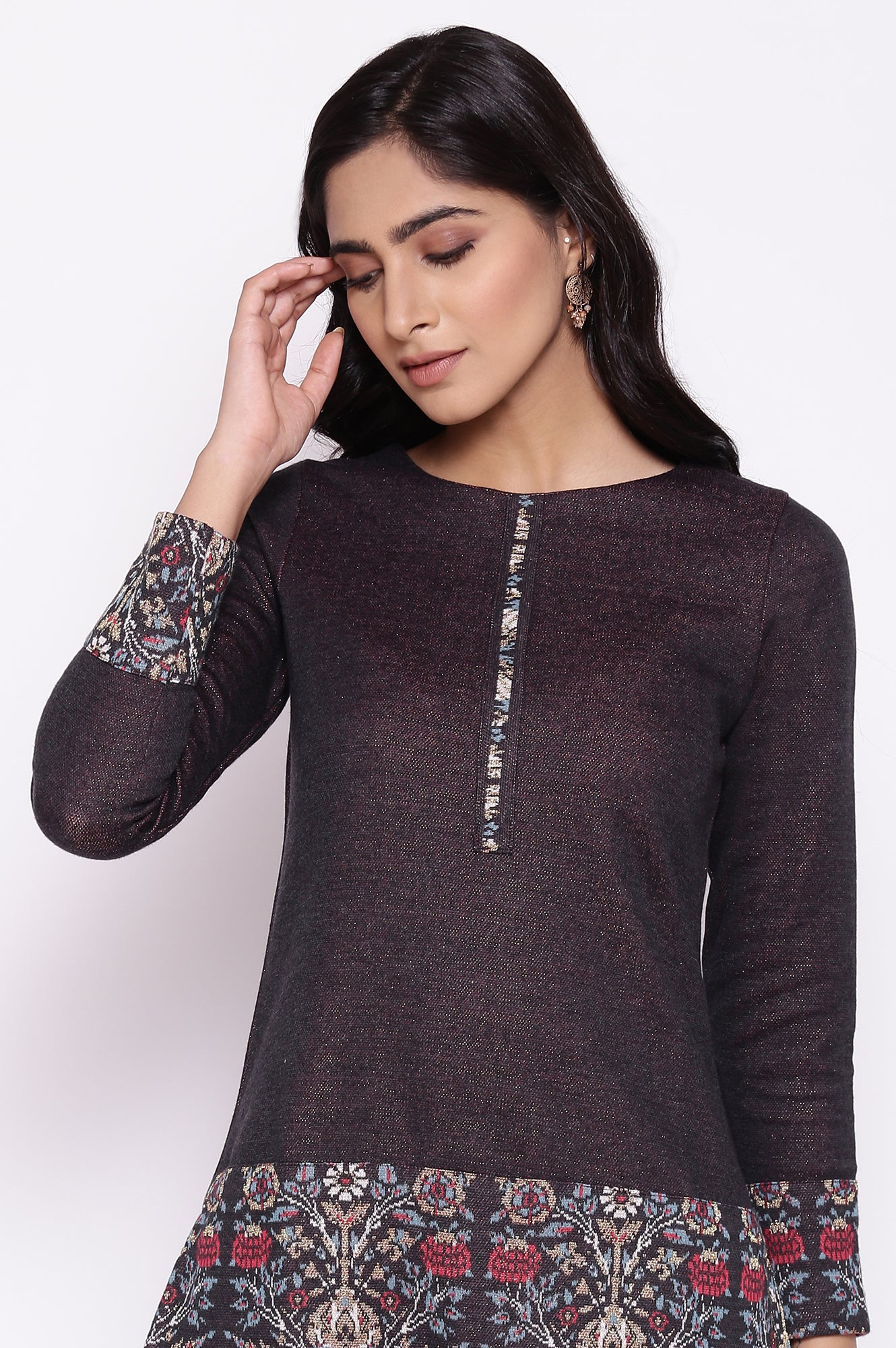 Grey YD-Jacquard kurta