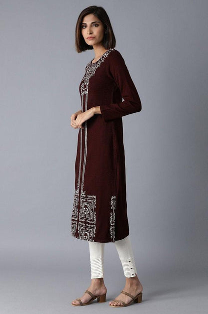 Purple Acrylic Jacquard kurta - wforwoman