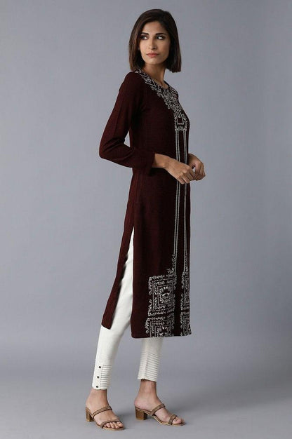 Purple Acrylic Jacquard kurta - wforwoman